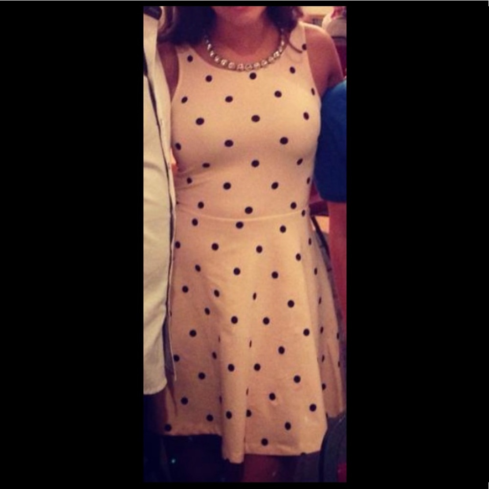 Blush With Black Polkadot Skater Dress